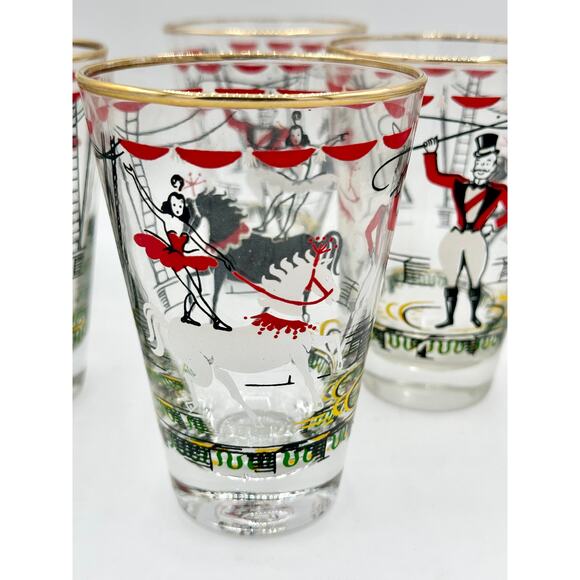 Vintage Libbey Circus Glasses Set – 1950s Original Box, Hostess Barware, 10oz - Picture 2 of 9